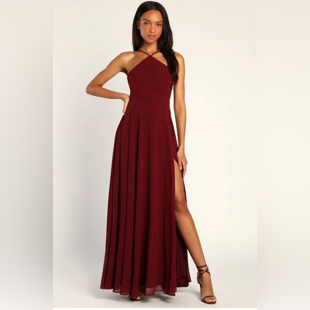 Lulus Absolutely Breathtaking Burgundy Maxi Dress